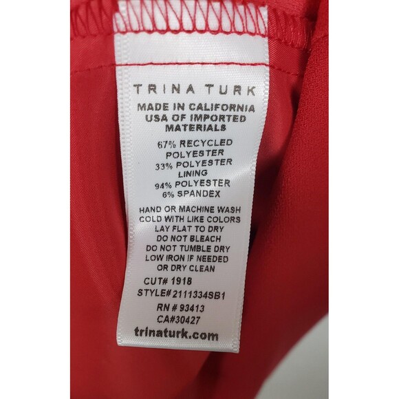 Trina Turk Horizon Dress 14 Red Draped Cowl Neck Classy Holiday Party Christmas - Picture 6 of 6